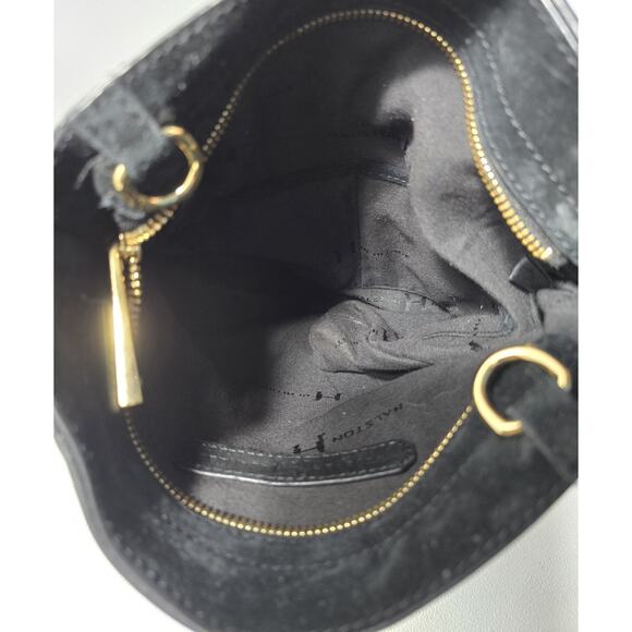 Halston Heritage Black Leather Shoulder Hobo Bag Purse - Picture 14 of 16